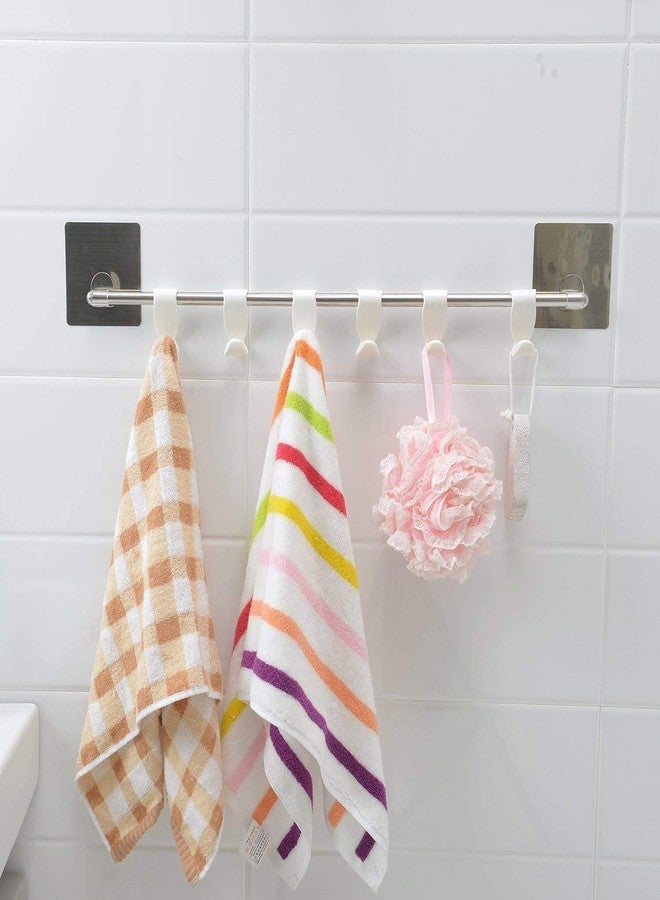 Rexmon Bathroom Kitchen Wall Mount Sticker 6 Hooks Towel Rack Hanger Holder - Image 1